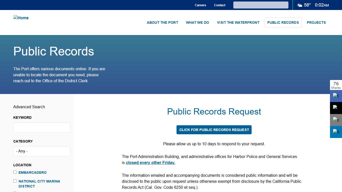 Public Records Port of San Diego